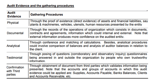 audit evidence provedure