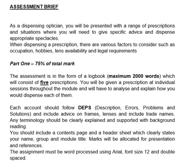 ophthalmology assignment help