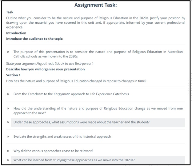 religious education assignment question